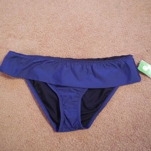 Women’s N Good Karma Fold-Over Scoop Bikini Bottoms Size X Large Navy